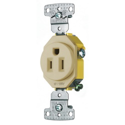 HUBW RR151I RESI SGL RCPT, 15A 125V, SELF GR IVORY