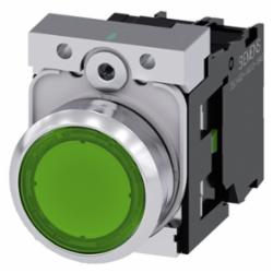 SIEMENS 3SU11520AB401BA0 ILLUMINATED PUSHBUTTON MOM GRN FLUSH