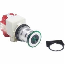 Schneider Electric 9001KR8P35GH25 PUSH BUTTON 600VAC 10A 30MM T-K,1 NC - 1 NC (Late Open),10A,30 mm,600V,AC15 - DC13,Green,Harmony,NEMA 1/2/3/3R/4/6/12/13,Panel,Pushbutton,Screw Clamp,Screw-On Plastic Mushroom (41mm),UL File Number E42259 CCN NKCR - CSA File Number LR24590 Class 3211-03 - CE Marked,Water tight, Dust tight and Oil tight (Indoor/Outdoor),chromium plated metal,unmarked,maintained-momentary