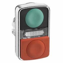 Schneider Electric ZB4BW7L3740 METAL ILLUM FLUSH/PROJ TWO BUTTON PILOT GREEN/,(1)Green - (1)Red Unmarked,22mm Rectangular,Dual Button (1)Flush and (1)Extended (with central pilot light),Harmony,Momentary,Non-Illuminated,Pushbutton Operator,UL Listed File Number E164353 CCN NKCR - CSA Certified File Number LR44087 Class 321103 - CE Marked