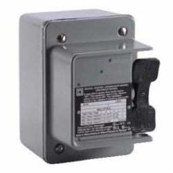 Square D 2510FW2P MANUAL STARTER 277VAC,0.75 NPT (bottom) Screw Clamp,1-Phase,16A,1HP@115/230/277VAC - 0.75HP@115/230VDC,2P,600 Vac/250 Vdc,F,NEMA 4,Non-Reversing Manual Starter,Provides overload protection as well as manual ON/OFF control for small motor