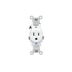LEV 5015-W WHT SGL RCPT-NEMA5-15R