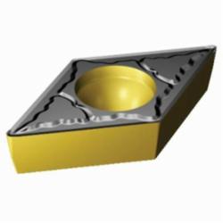 Sandvik Coromant Turning Insert, Basic Shape Positive, Series: CoroTurn® 107, DCMT Insert, D-55 deg Diamond, 3 mm Maximum Depth of Cut, 3/8 in Inscribed Circle, 0.1562 in Thickness, 0.4577 in Length, PM Chipbreaker, 0.0156 in Corner Radius, 0.1732 in Hole Dia, Manufacturer's Grade: 4325, ANSI Code: DCMT 3(2.5)1-PM 4325, ISO Code: DCMT 11 T3 04-PM 4325, 55 deg Included Angle, 7 deg Relief Angle, Neutral Hand, Carbide, MTCVD Coated, Material Grade: K/P