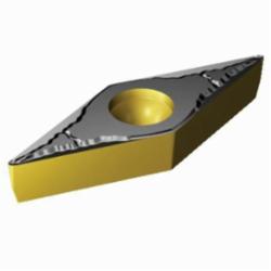 Sandvik Coromant Turning Insert, Basic Shape Positive, Series: CoroTurn® 107, VBMT Insert, V-35 deg Diamond, 2.7 mm Maximum Depth of Cut, 3/8 in Inscribed Circle, 0.1874 in Thickness, 0.6537 in Length, PM Chipbreaker, 0.0156 in Corner Radius, 0.1732 in Hole Dia, Manufacturer's Grade: 4325, ANSI Code: VBMT 331-PM 4325, ISO Code: VBMT 16 04 04-PM 4325, 35 deg Included Angle, 5 deg Relief Angle, Neutral Hand, Carbide, MTCVD Coated, Material Grade: K/P
