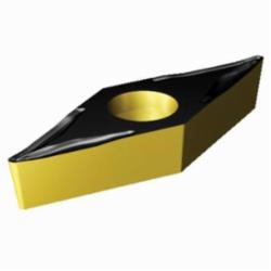 Sandvik Coromant Turning Insert, Basic Shape Positive, Series: CoroTurn® 107, VBMT Insert, V-35 deg Diamond, 4 mm Maximum Depth of Cut, 3/8 in Inscribed Circle, 0.1874 in Thickness, 0.6537 in Length, UM Chipbreaker, 0.0312 in Corner Radius, 0.1732 in Hole Dia, Manufacturer's Grade: 4325, ANSI Code: VBMT 332-UM 4325, ISO Code: VBMT 16 04 08-UM 4325, 35 deg Included Angle, 5 deg Relief Angle, Neutral Hand, Carbide, MTCVD Coated, Material Grade: K/P
