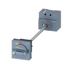 Siemens Disconnect Operating Mechanism, Standard, NEMA 1/3R/12/IP65, Rotary Handle/Operation, Door Handle Mounting Position, For Use With: 3VA5 at 125 A Molded Case Circuit Breaker, 300 mm Shaft Length, Gray, 3.35 in H x 17.95 in W x 3 in D