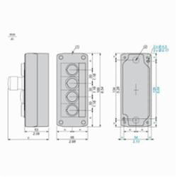 Schneider Electric XALD04H7 PUSH BUTTON ENCLOSURE 600VAC 10A XALB SP,Control Station Enclosure,Dark Gray Lid - Light Gray Base,Harmony,NEMA 4X/12/13,Panel,Water tight, Dust tight, Oil tight and Corrosion Resistant (Indoor/Outdoor)