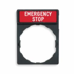 Schneider Electric ZBY2330 STD LEGEND HOLDER MARKED EMERGENCY STOP,-25 to +70 Degrees C,22mm Round,Harmony,IP65,IP65,Pushbutton Legend Holder,Red White EMERGENCY STOP
