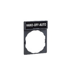 Schneider Electric ZBY2387 STD N/P HOLDER MRKD HAND-OFF-AUTO,-25 to +70 Degrees C,22mm Round,Black White HAND - OFF - AUTO,Harmony,IP65,IP65,Pushbutton Legend Holder