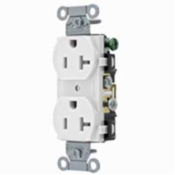 HUBW CR20WHI DUP RCPT, COMM GRD, 20A 125V, 5-20R, WH