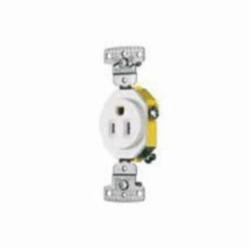 HUBW RR151W RESI SGL RCPT, 15A 125V, SELF GR WHITE